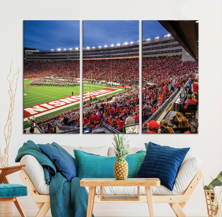 Wisconsin Badgers Football Team Print - Madison Camp Randall Stadium Wall Art Canvas Print