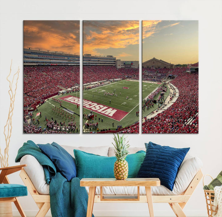 Wisconsin Badgers Football Team Print - Madison Camp Randall Stadium Wall Art Canvas Print