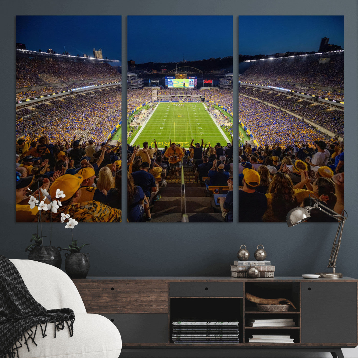 MGV-CV-48X32-3P - Pittsburgh Panthers Football Team Print - Pittsburgh Acrisure Stadium Wall Art Canvas Print