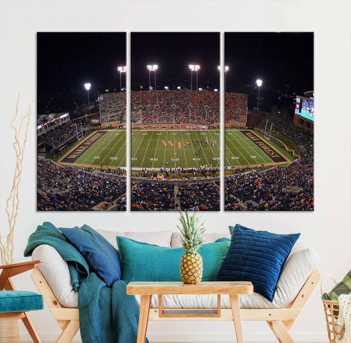 Demon Deacons Football Team Print - Winston-Salem Allegacy Federal Credit Union Stadium Wall Art Canvas Print