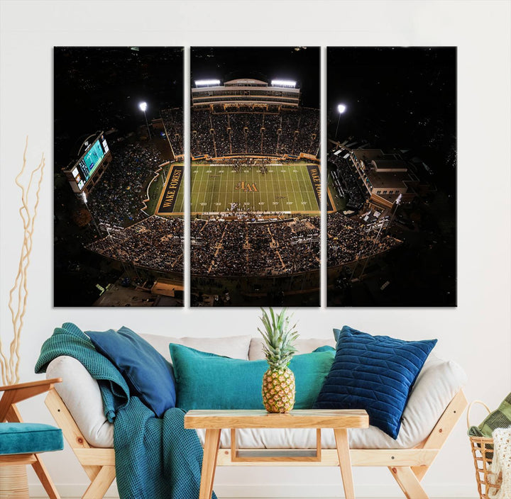 Wake Forest University Demon Deacons Football Team Print - Winston-Salem Allegacy Federal Credit Union Stadium Wall Art Canvas Print