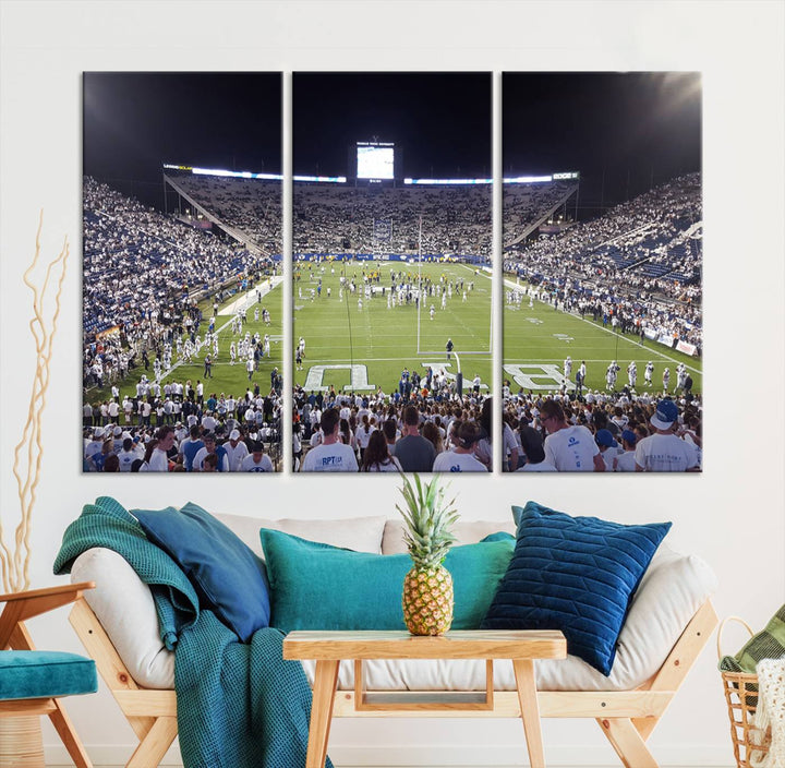 Brigham Young University Cougars Football Team Print - Provo LaVell Edwards Stadium Wall Art Canvas Print.