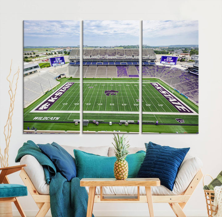 KState Wildcats Football Team Print - Manhattan Bill Snyder Family Football Stadium Wall Art Canvas Print