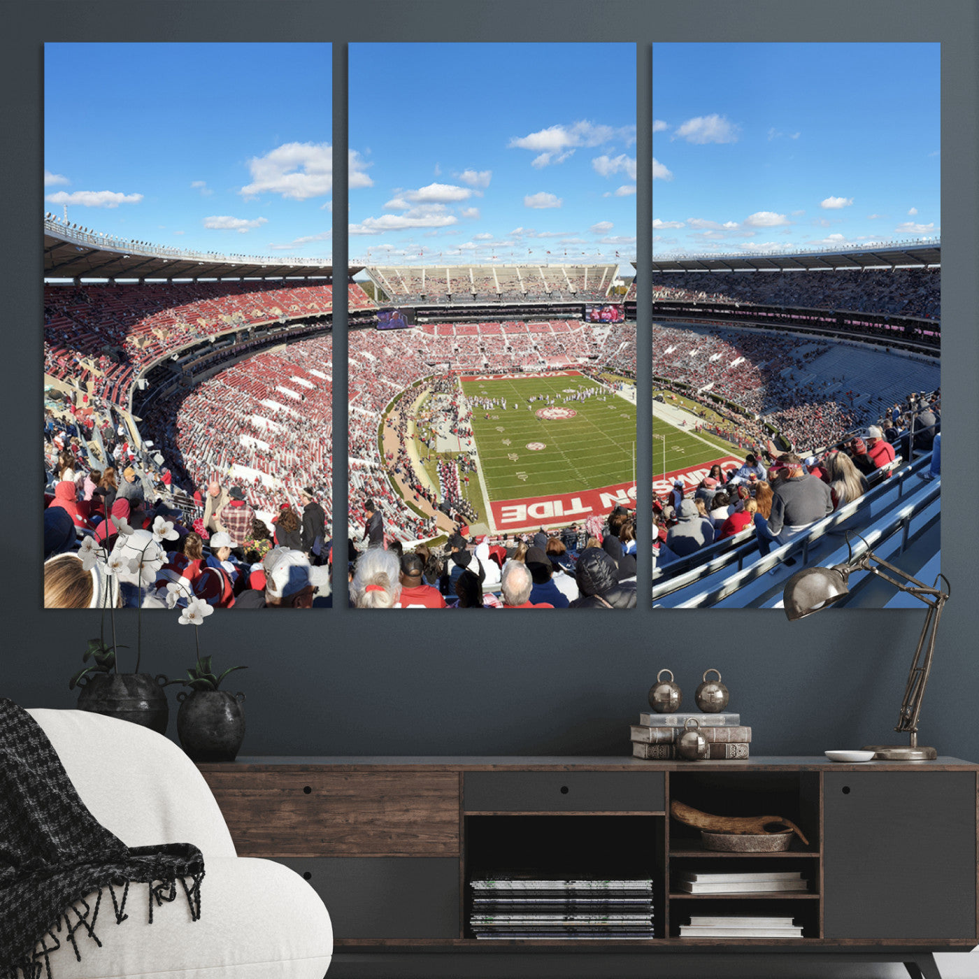 MGV-CV-48X32-3P - University of Alabama Crimson Tide Print Wall Art - Tuscaloosa Bryant-Denny Stadium Wall Art Canvas