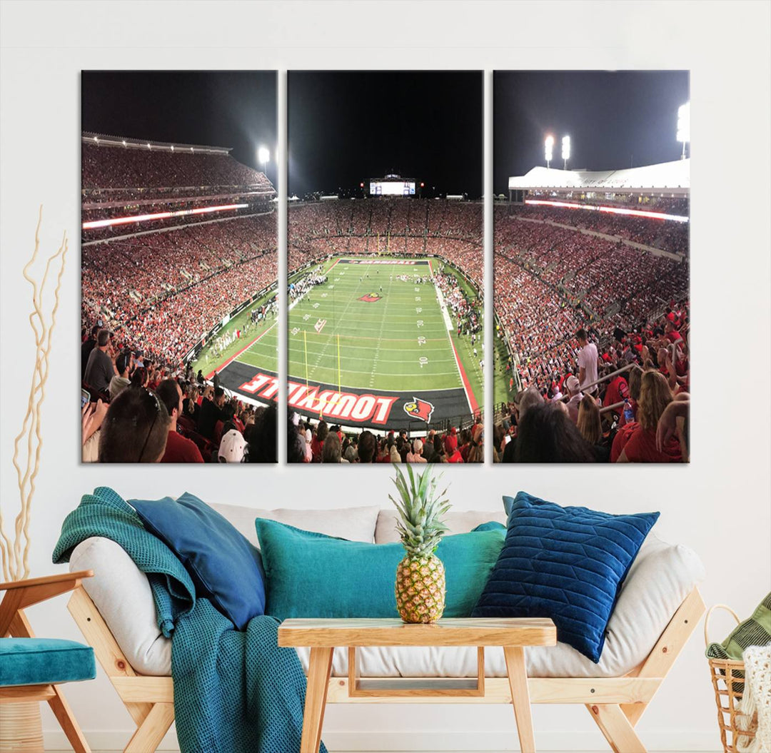 University of Louisville Cardinals Football Team Print - Louisville Cardinal Stadium Wall Art Canvas Print