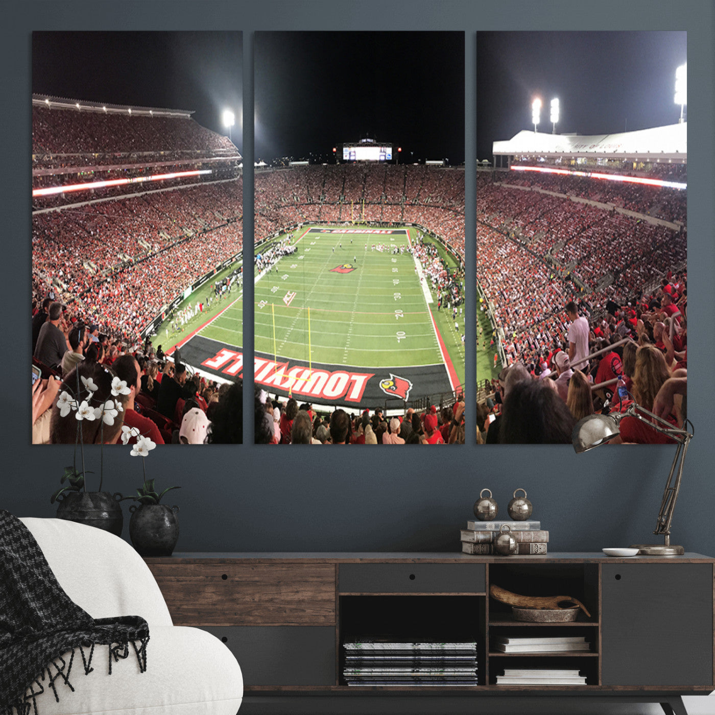 MGV-CV-48X32-3P - University of Louisville Cardinals Football Team Print - Louisville Cardinal Stadium Wall Art Canvas
