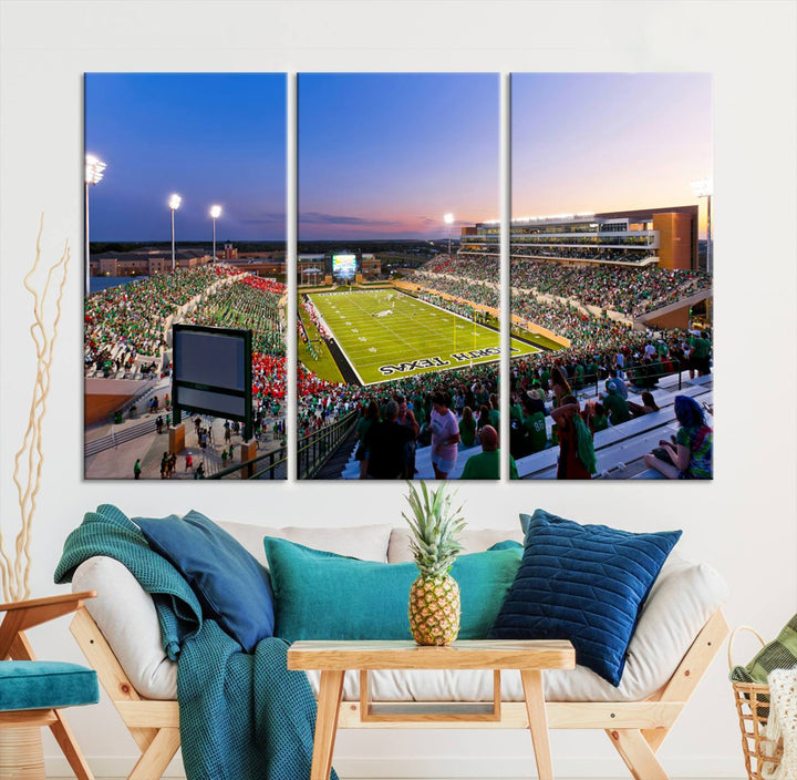 University of North Texas Mean Green Football Team Print - Denton DATCU Stadium Wall Art Canvas Print