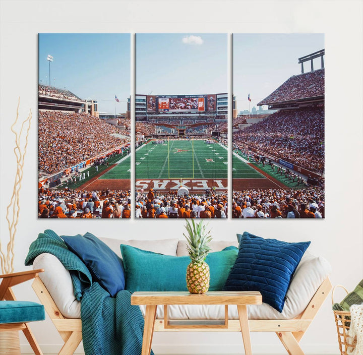 University of Texas Longhorns Football Team Print - Austin Darrell K Royal-Texas Memorial Stadium at Campbell-Williams Field Wall Art Canvas Print