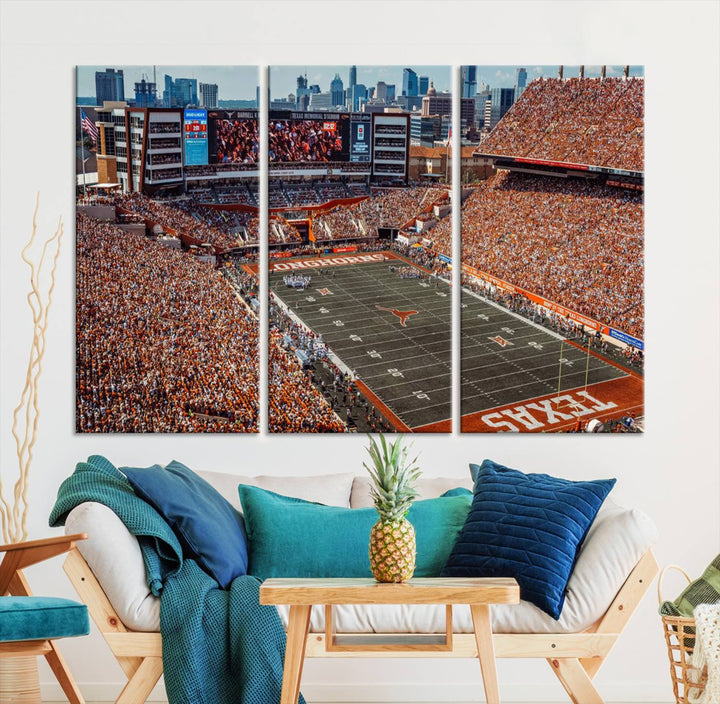 University of Texas Longhorns Football Team Print - Austin Darrell K Royal-Texas Memorial Stadium Wall Art Canvas Print