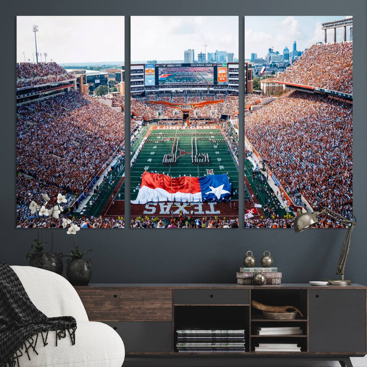University of Texas Longhorns Football Team Canvas Print - Austin Darrell K Royal-Texas Memorial Stadium Wall Art Canvas Print