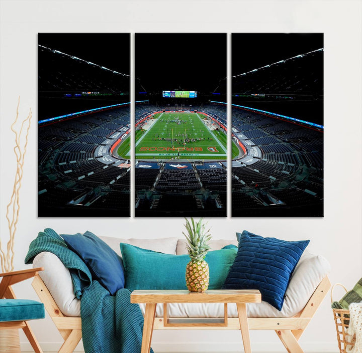 Denver Broncos Football Team Print - Denver Empower Field at Mile High Stadium Wall Art Canvas Print