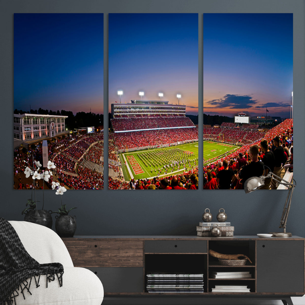 76202-MGV-CV-36X24 - Wolfpack Football Team Wall Art Print - Raleigh Carter-Finley Stadium Wall Art Canvas Print
