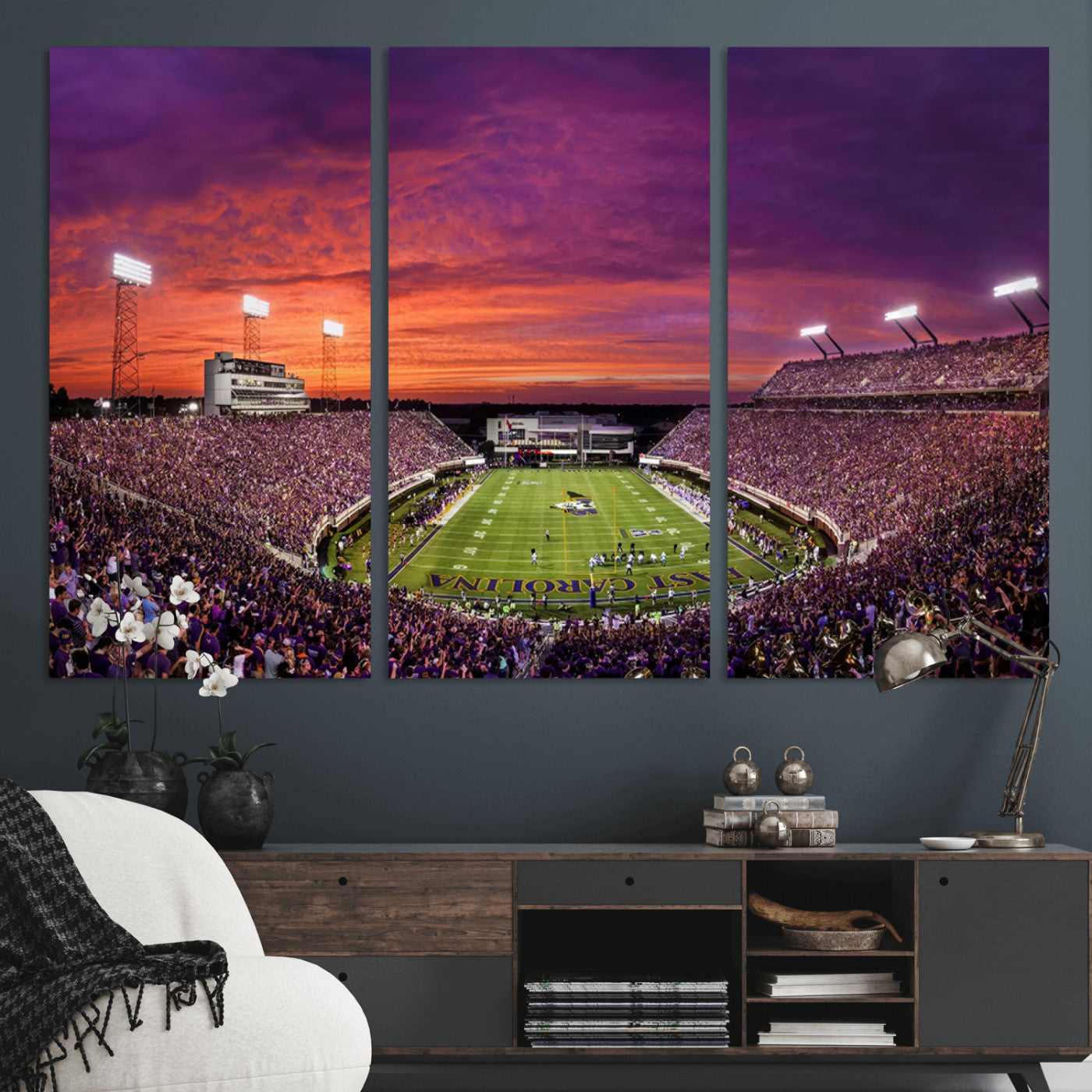 MGV-CV-48X32-3P - East Carolina University Pirates Football Print Canvas- Greenville Dowdy-Ficklen Stadium Wall Art