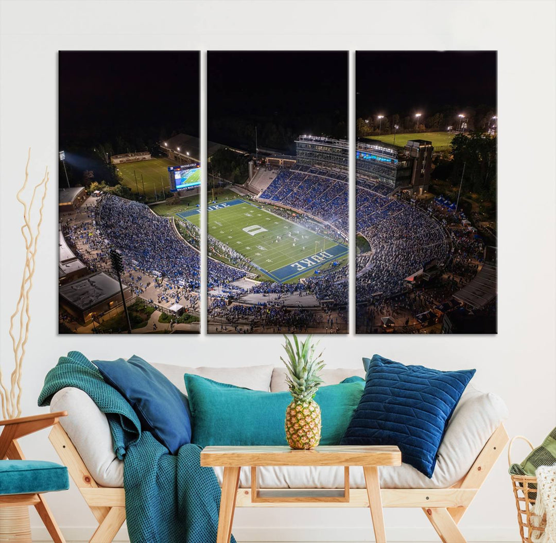 Duke University Blue Devils Football Team Print - Durham Wallace Wade Stadium Wall Art Canvas Print