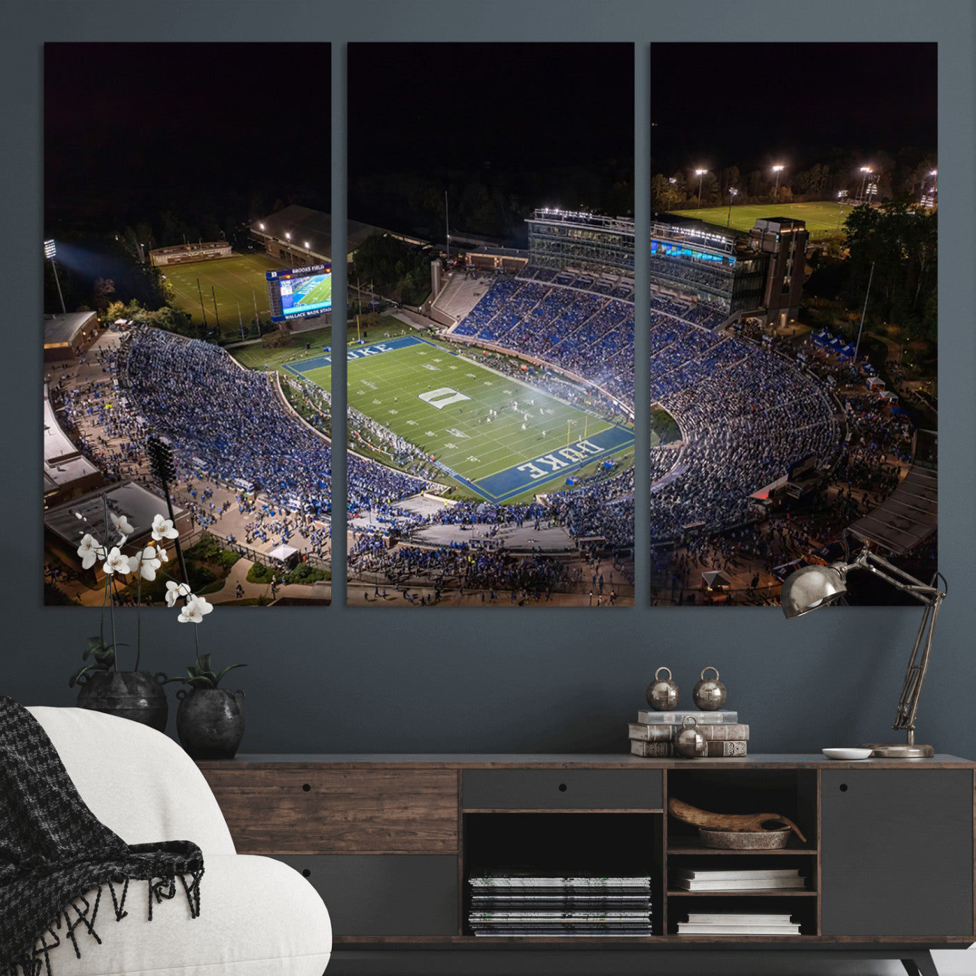 MGV-CV-48X32-3P - Duke University Blue Devils Football Print Canvas - Durham Wallace Wade Stadium Wall Art Canvas