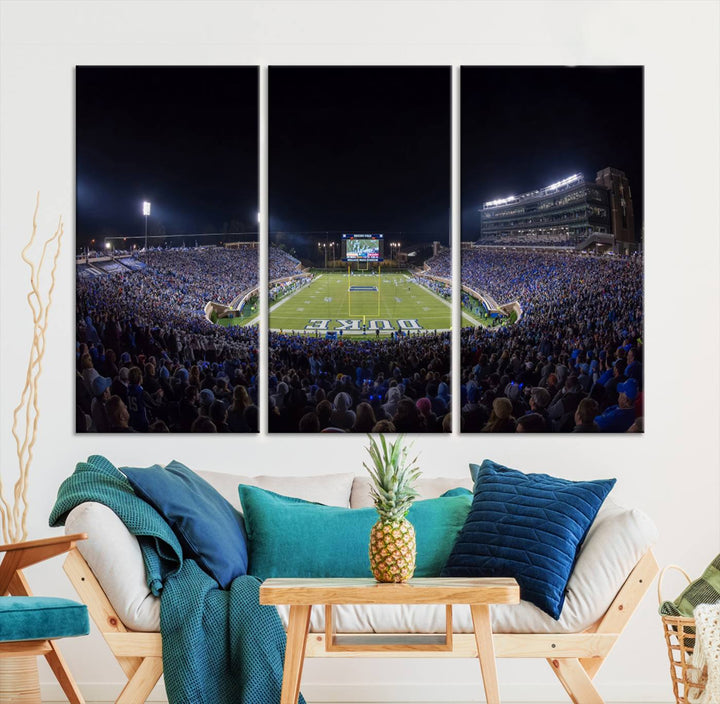 Duke University Blue Devils Football Team Print - Durham Wallace Wade Stadium Wall Art Canvas Print