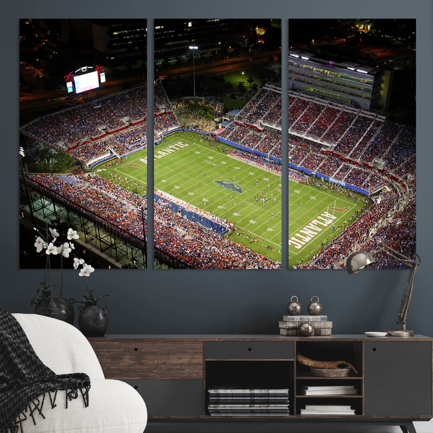 MGV-CV-48X32-3P - Florida Atlantic University Owls Canvas Print, Football Team Print - Boca Raton FAU Stadium Wall Art