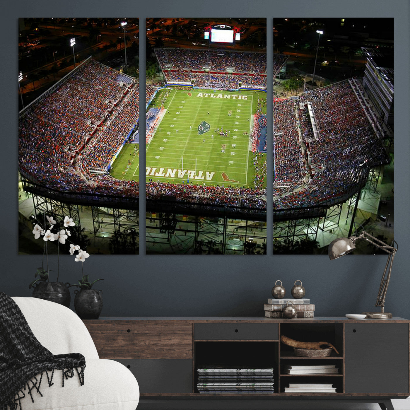 MGV-CV-48X32-3P - Florida Atlantic University Owls Football Team Print - Boca Raton FAU Stadium Wall Art Canvas Print