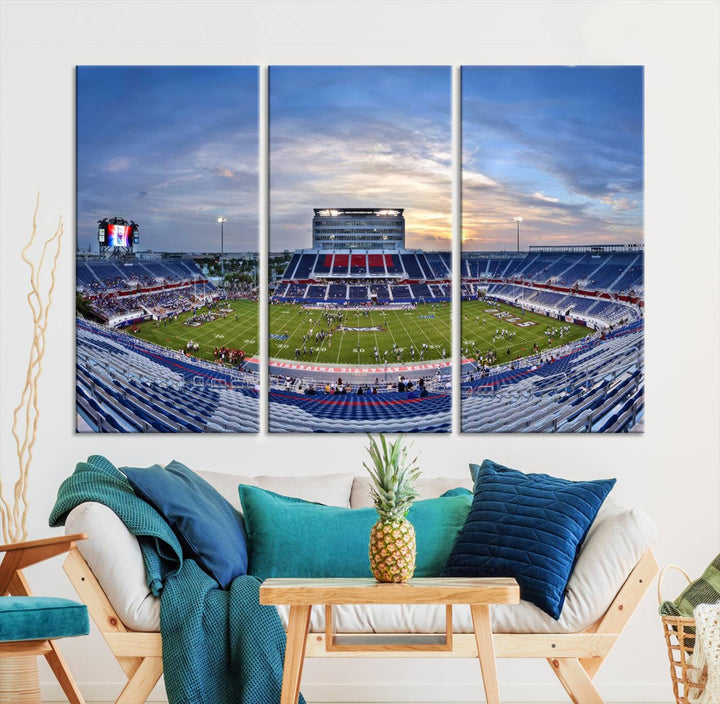 Florida Atlantic University Owls Football Team Print - Boca Raton FAU Stadium Wall Art Canvas Print