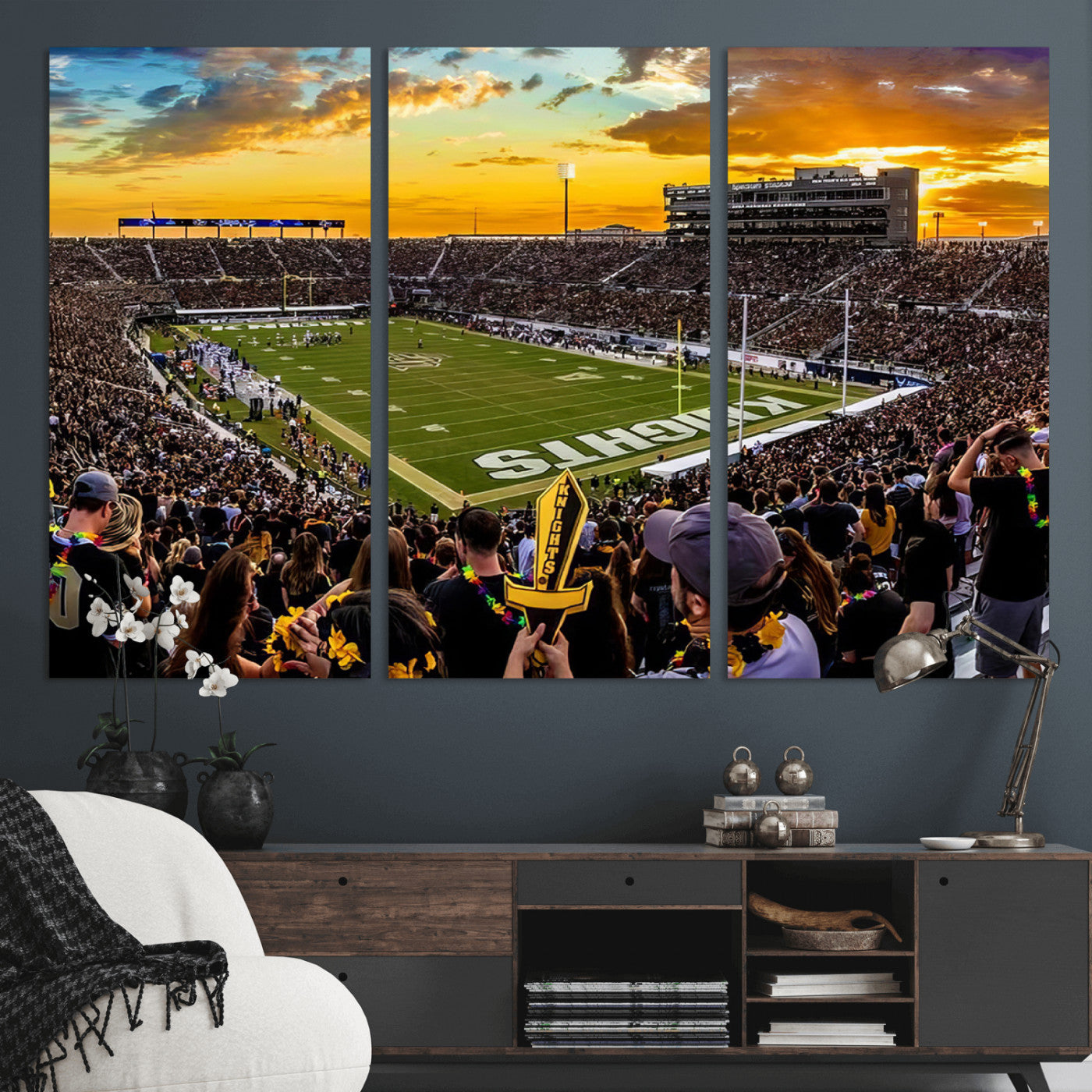 MGV-CV-48X32-3P - UCF Knights Football Team Print - Orlando FBC Mortgage Stadium, UCF Knights Wall Art Canvas Print