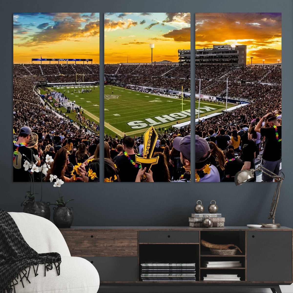 66803-MGV-CV-36X24 - UCF Knights Football Team Print - Orlando FBC Mortgage Stadium, UCF Knights Wall Art Canvas Print