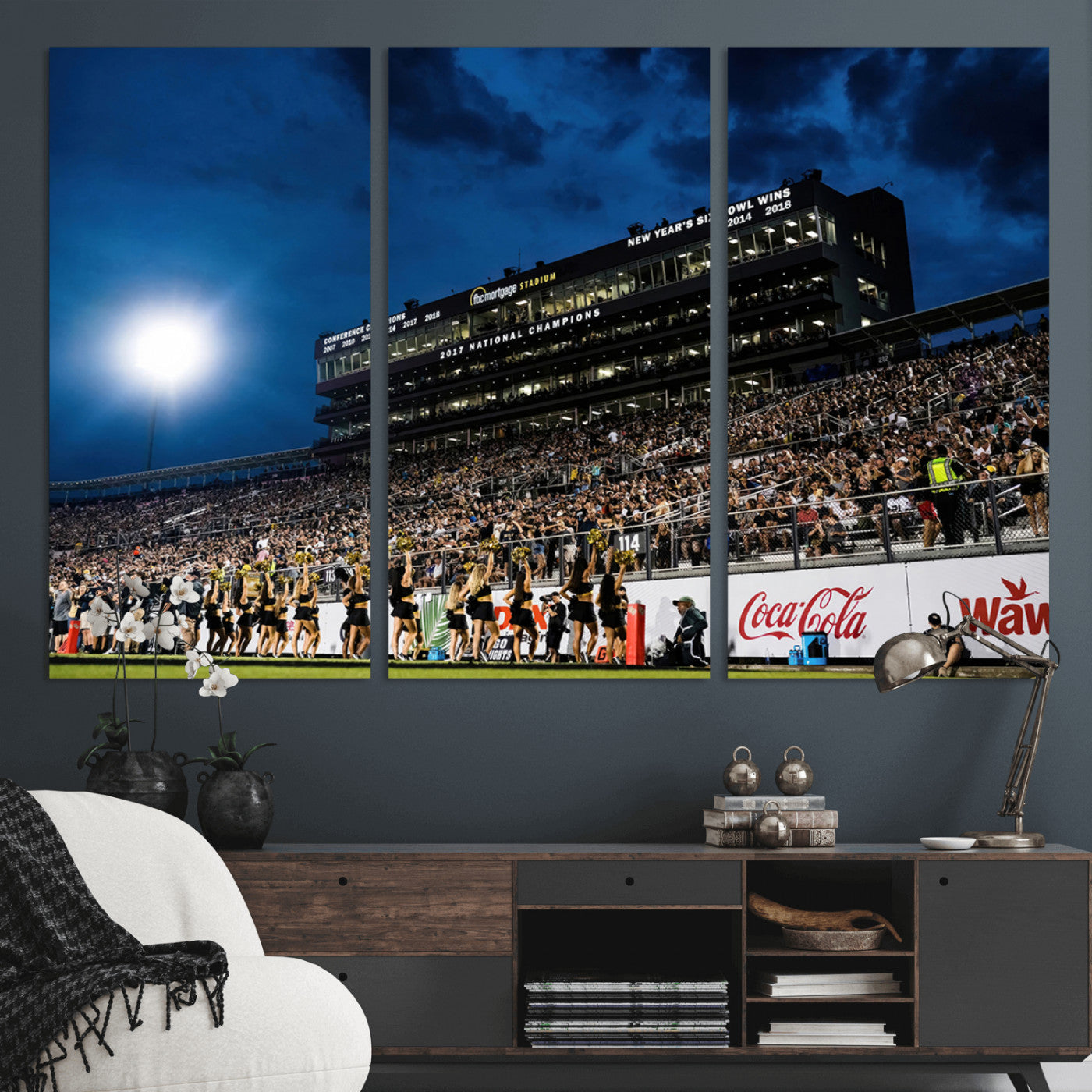 MGV-CV-48X32-3P - UCF Knights Football Team Print - Orlando FBC Mortgage Stadium Wall Art Canvas Print