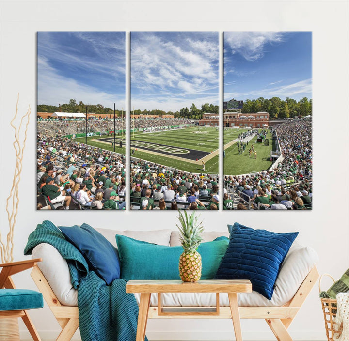 University of Charlotte 49ers Football Team Print - Charlotte Jerry Richardson Stadium Wall Art Canvas Print