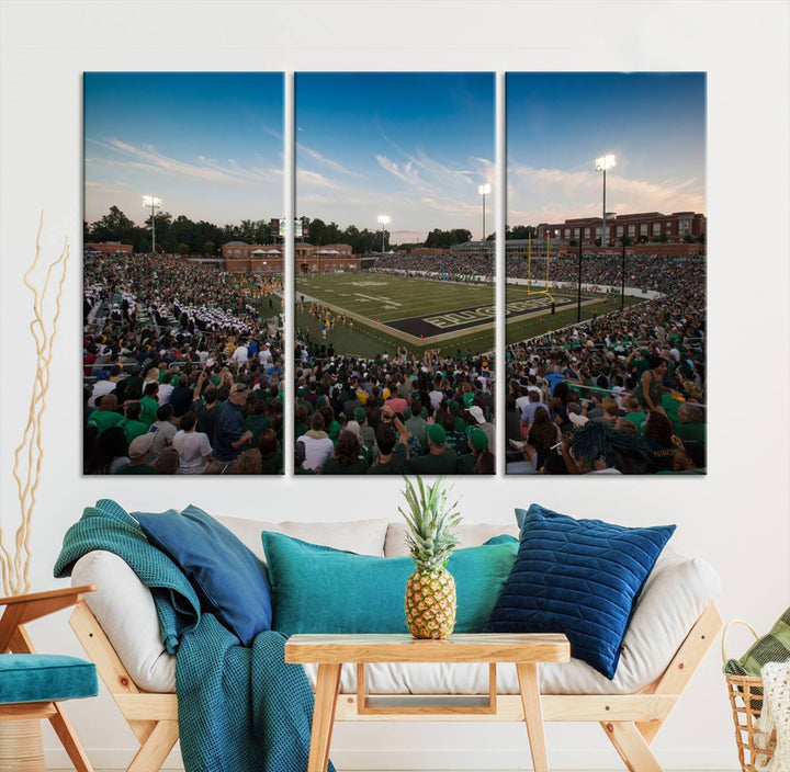 University of Charlotte 49ers Football Team Print - Charlotte Jerry Richardson Stadium Wall Art Canvas Print