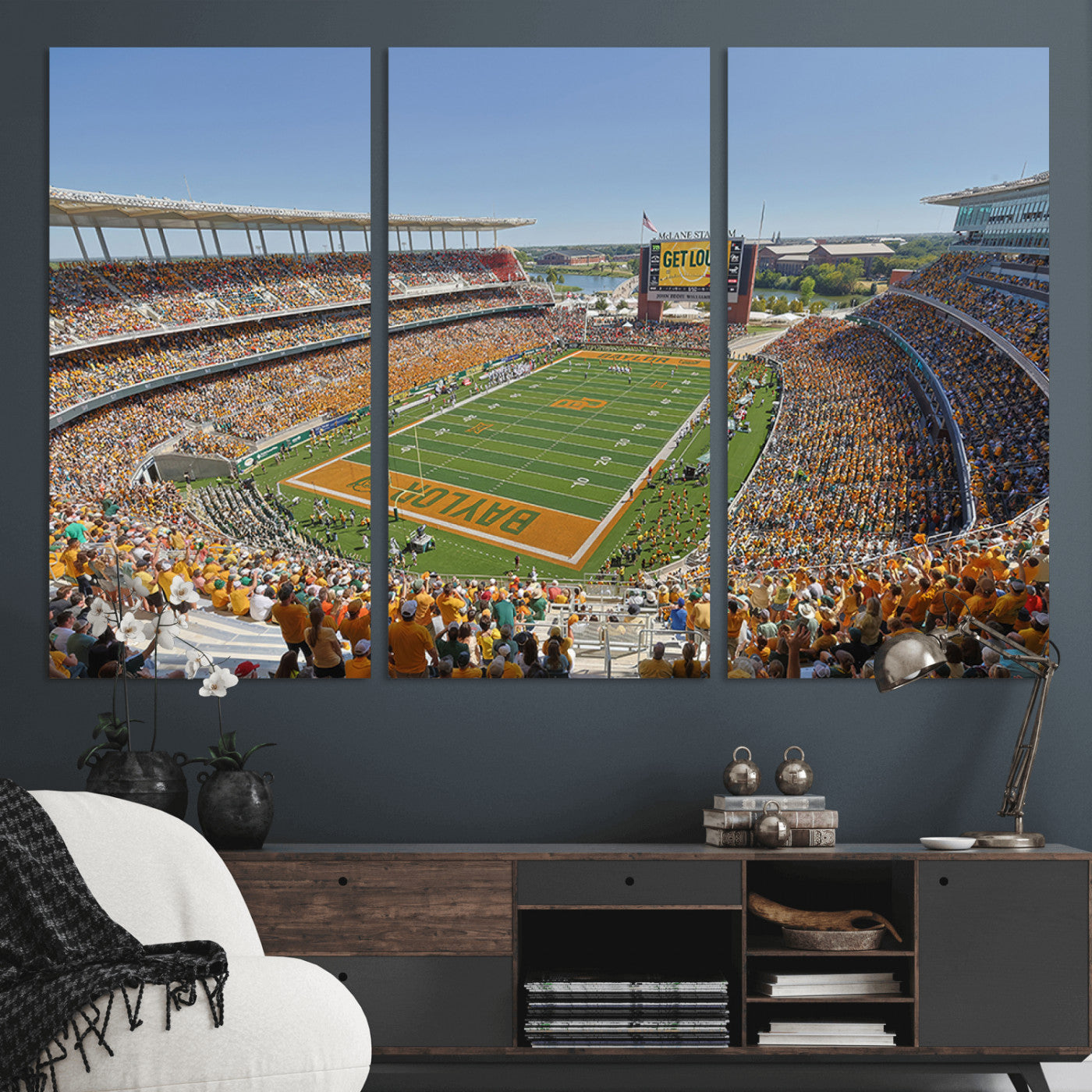 MGV-CV-48X32-3P - Baylor University Bears Football Team Print - Waco McLane Stadium Wall Art Canvas Print