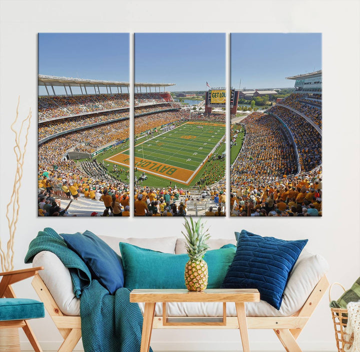 Baylor University Bears Football Team Print - Waco McLane Stadium Wall Art Canvas Print