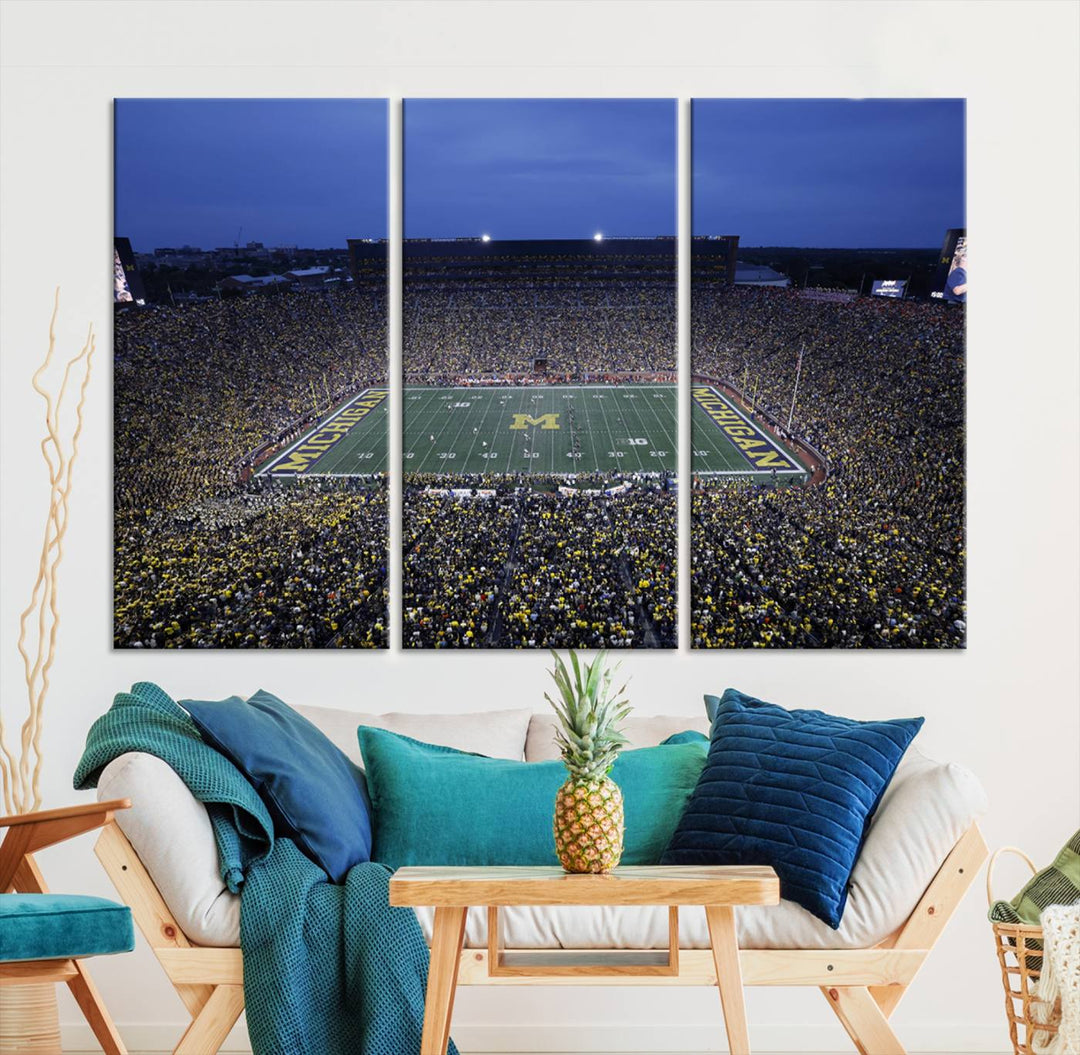 University of Michigan Wolverines Football Team Print - Ann Arbor Michigan Stadium Wall Art Canvas Print