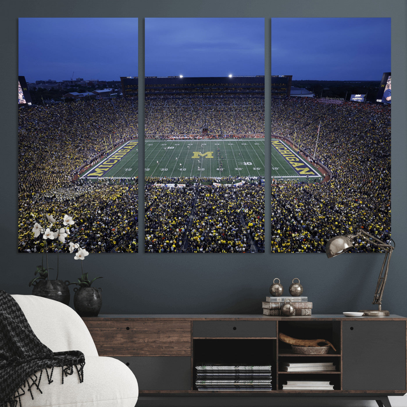 MGV-CV-48X32-3P - University of Michigan Wolverines Football Team Print - Ann Arbor Michigan Stadium Wall Art Canvas