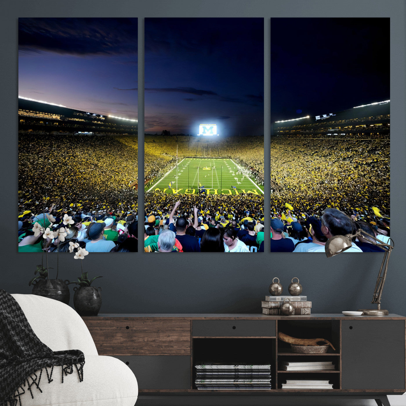 MGV-CV-48X32-3P - University of Michigan Wolverines Football Team Print - Ann Arbor Michigan Stadium Canvas Print