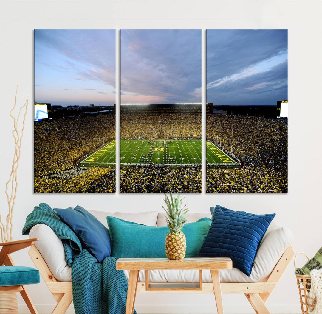 University of Michigan Wolverines Football Team Print - Ann Arbor Michigan Stadium Wall Art Canvas Print