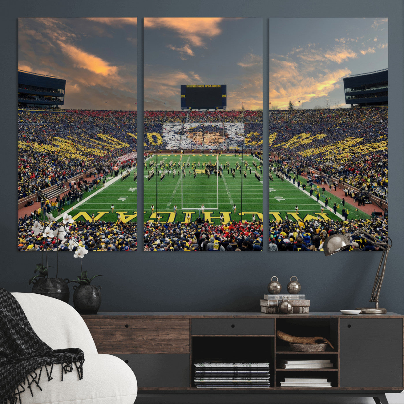 MGV-CV-48X32-3P - University of Michigan Wolverines Print Canvas, Football Team Print - Ann Arbor Michigan Stadium