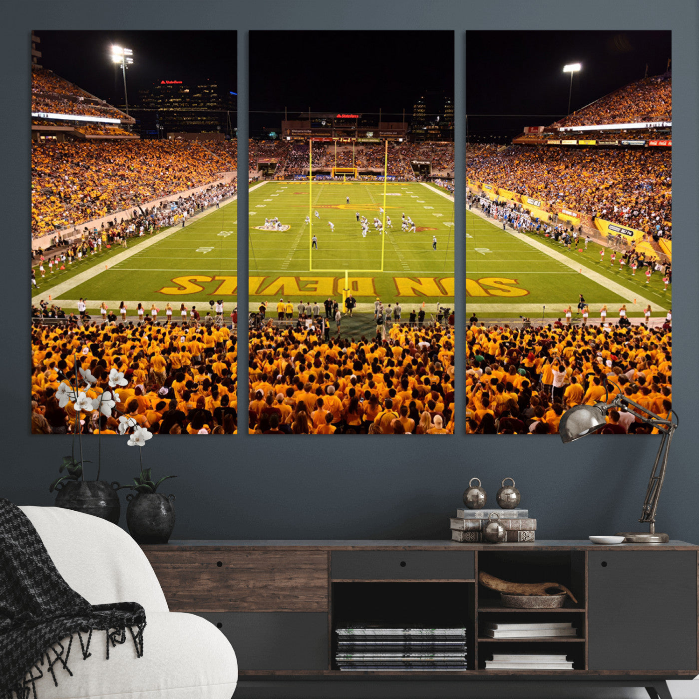 MGV-CV-48X32-3P - ASU Sun Devils Football Team Print - Phoenix Mountain America Stadium Wall Art Canvas Print