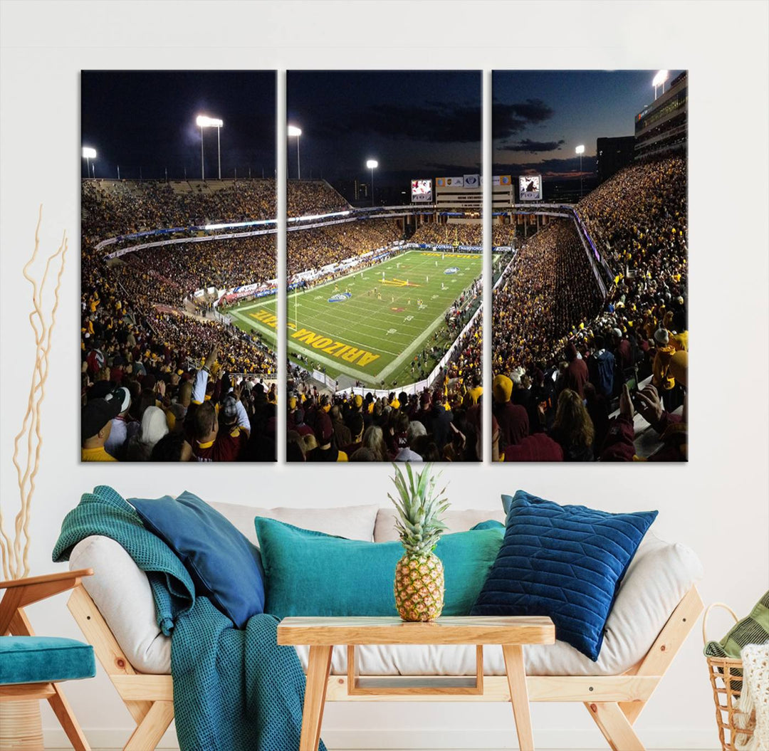 ASU Sun Devils Football Team Print - Phoenix Mountain America Stadium Wall Art Canvas Print