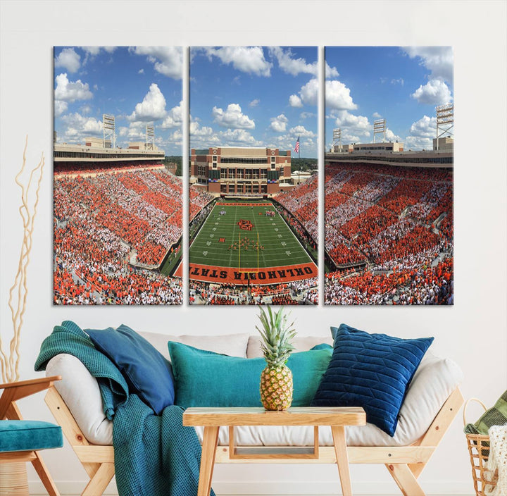 Oklahoma State Cowboys Football Team Print - Stillwater Boone Pickens Stadium Wall Art Canvas Print