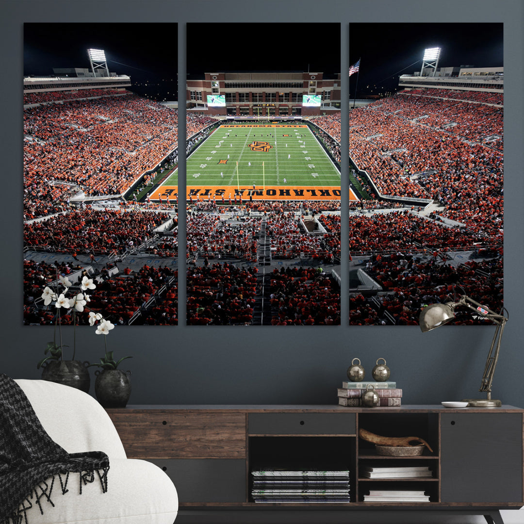 Oklahoma State Cowboys Football Team Print - Stillwater Boone Pickens Stadium Wall Art Canvas Print