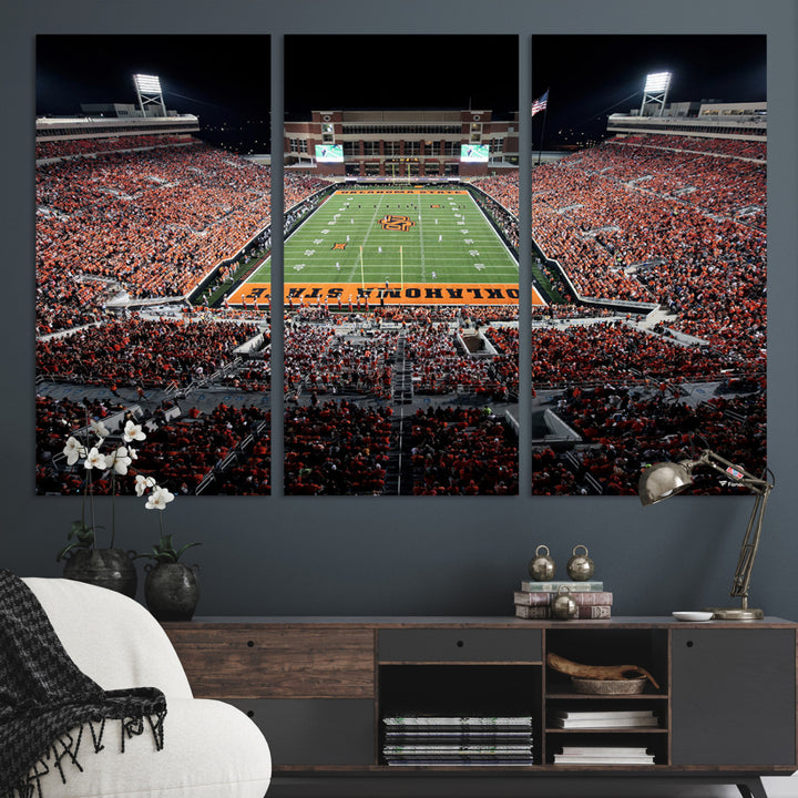 Oklahoma State Cowboys Football Team Print - Stillwater Boone Pickens Stadium Wall Art Canvas Print