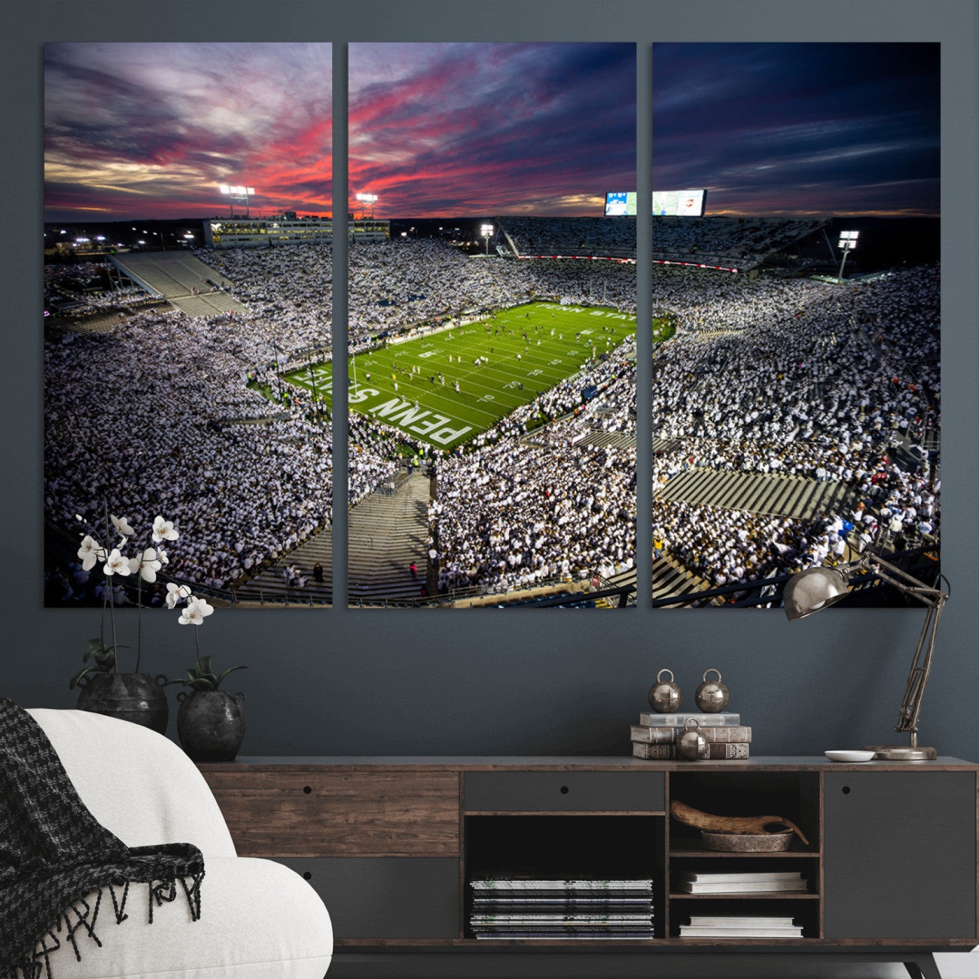 MGV-CV-48X32-3P - Penn State Nittany Lions Football Team Print - University Park Beaver Stadium Art Canvas Print