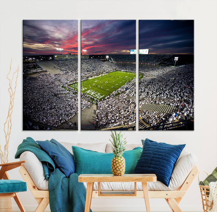 Penn State Nittany Lions Football Team Print - University Park Beaver Stadium Wall Art Canvas Print