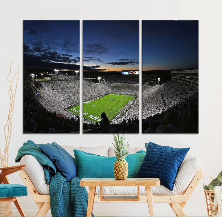 Penn State Nittany Lions Football Team Print - University Park Beaver Stadium Wall Art Canvas Print