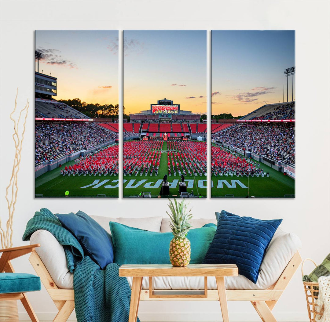 NC State Wolfpack Football Team Print - Raleigh Carter-Finley Stadium Wall Art Canvas Print