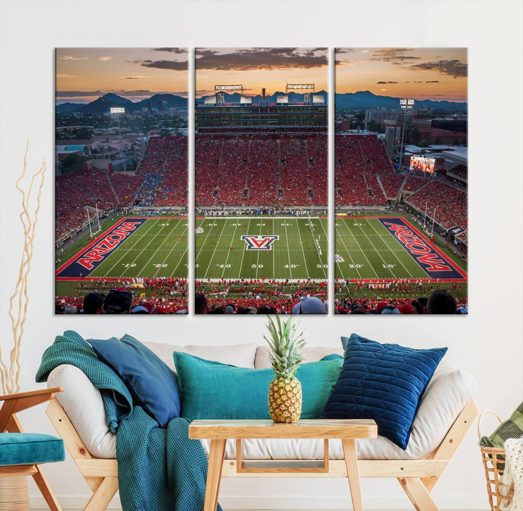 Arizona Wildcats Football Team Print - Tucson Arizona Stadium Wall Art Canvas Print