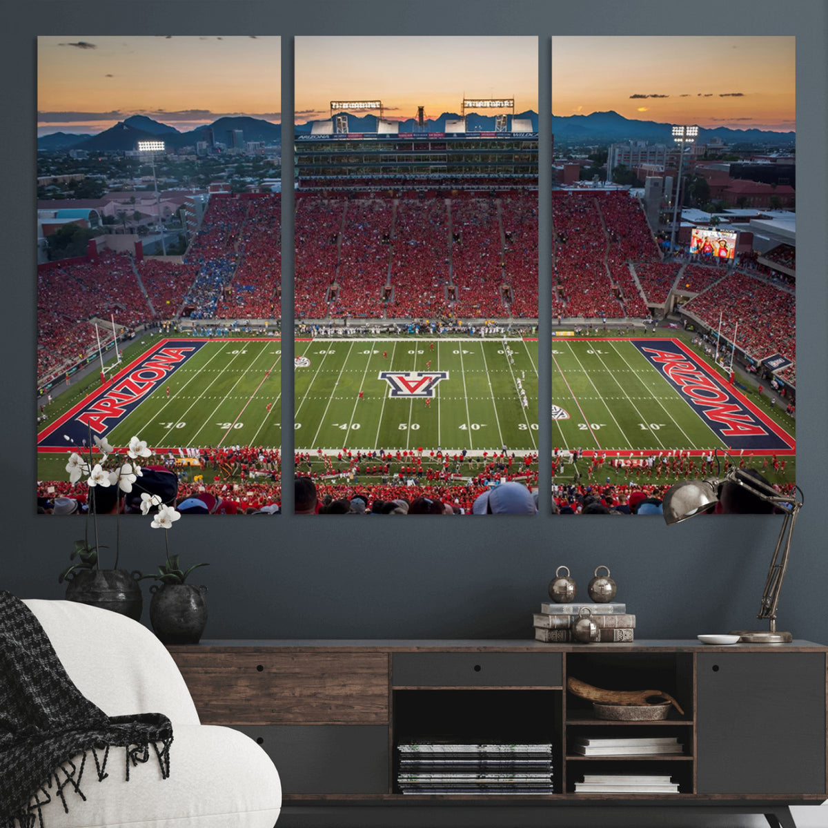 45563-MGV-CV-36X24 - Arizona Wildcats Football Team Print - Tucson Arizona Stadium Wall Art Canvas Print