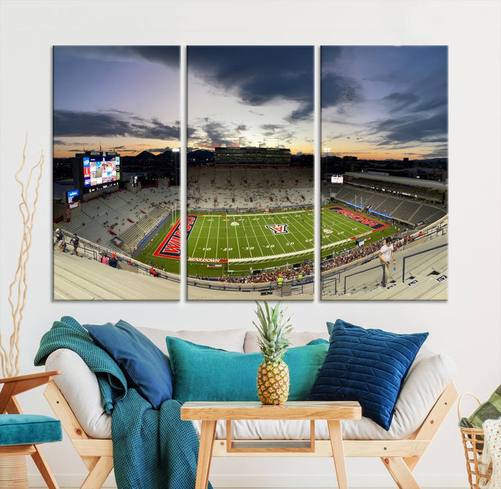 Arizona Wildcats Football Team Print - Tucson Arizona Stadium Wall Art Canvas Print