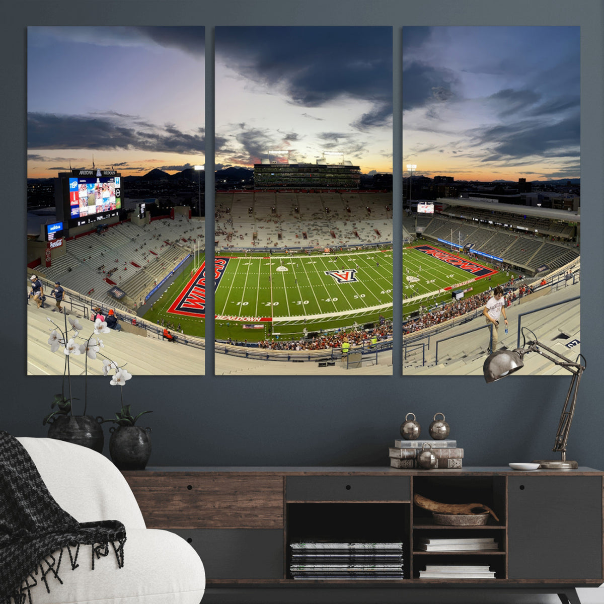 24339-MGV-CV-36X24 - Arizona Wildcats Football Team Print - Tucson Arizona Stadium Wall Art Canvas Print