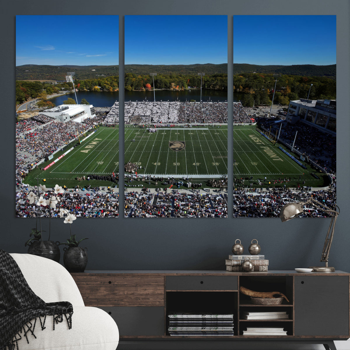 52056-MGV-CV-36X24 - Army Black Knights Football Team Print - West Point Michie Stadium Wall Art Canvas Print