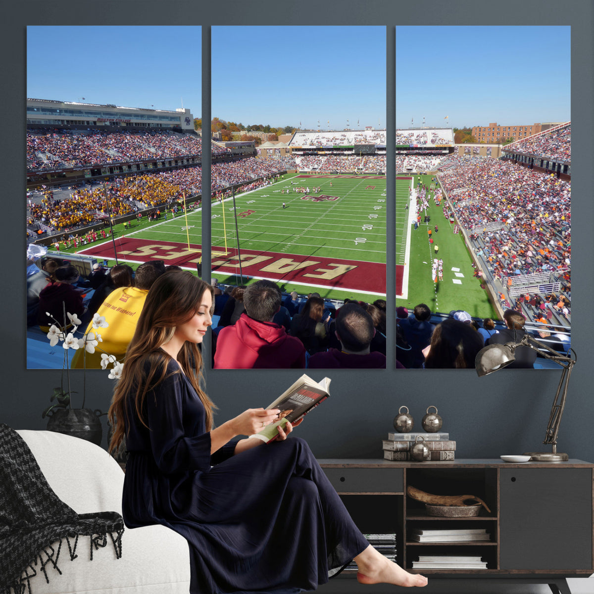 78117-MGV-CV-36X24 - Boston College Eagles Football Team Print - Boston Alumni Stadium Wall Art Canvas Print